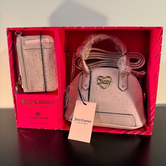 Juicy Couture Handbags - Juicy Couture Deboss Dusty Blush Bowler Purse & Wristlet Set - NWT